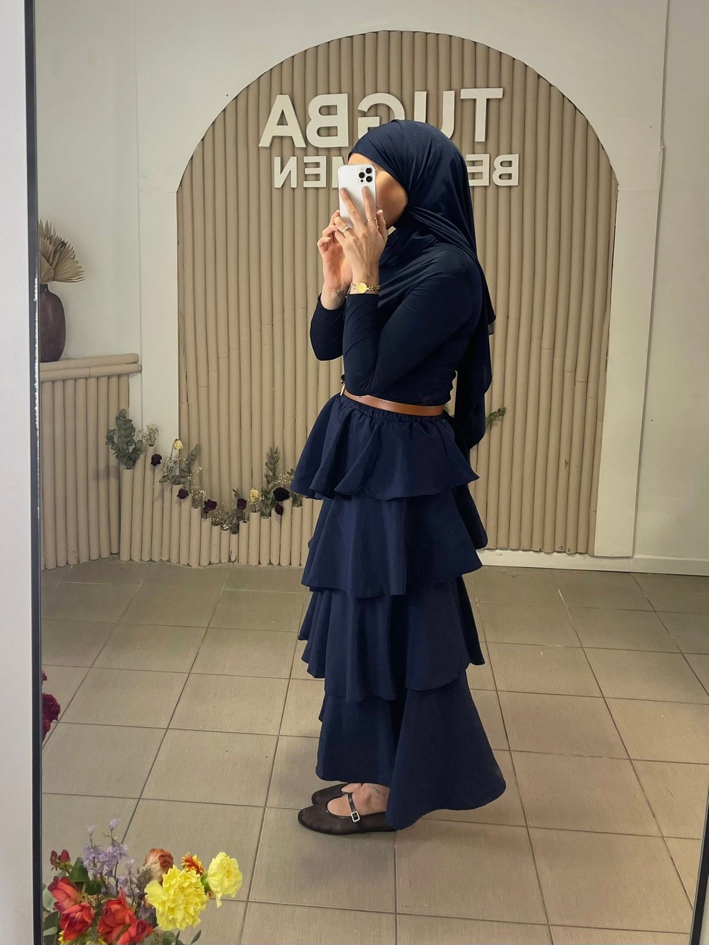 JUPE ASYMETRIQUE bleu marine