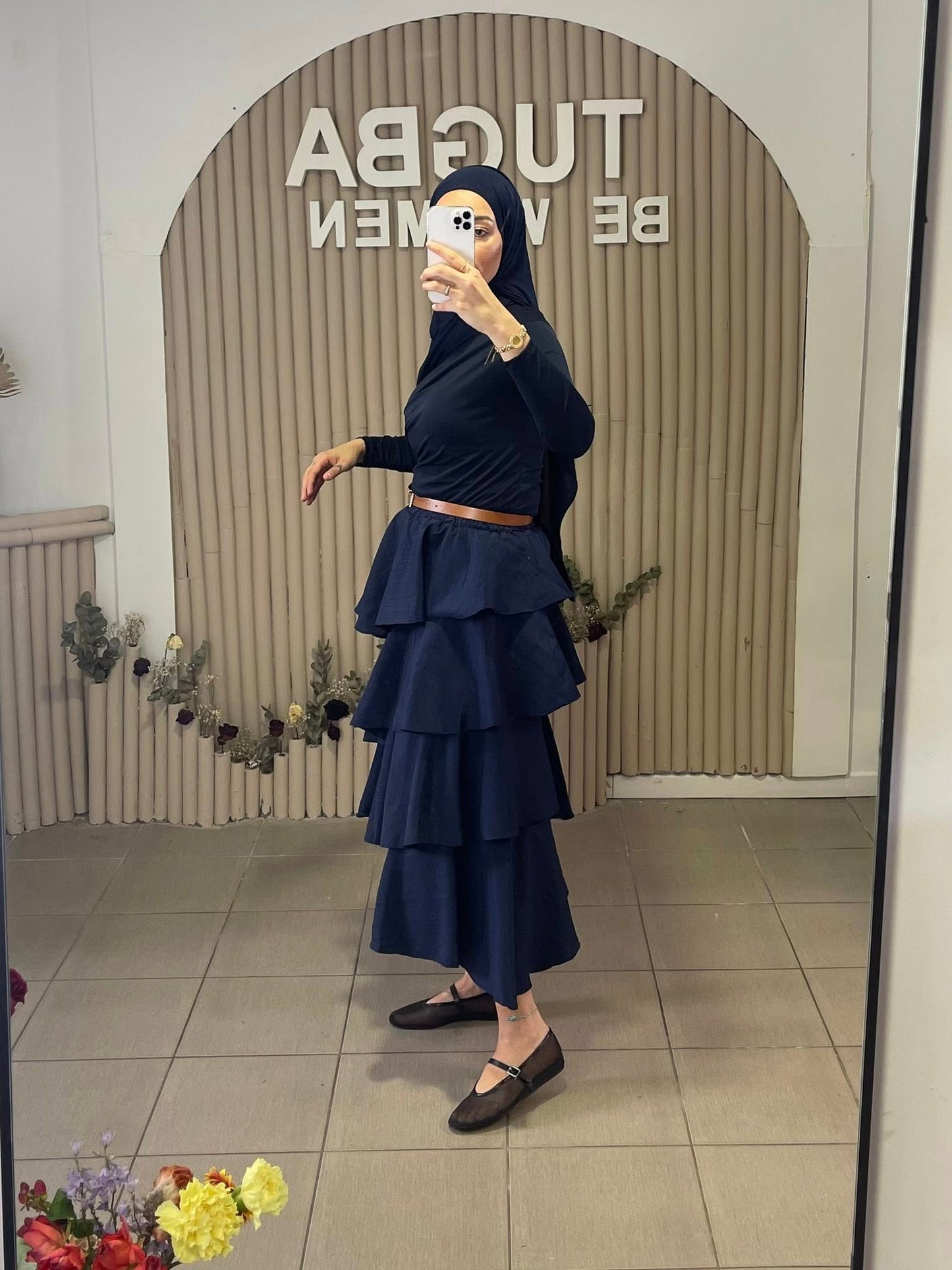 JUPE ASYMETRIQUE bleu marine